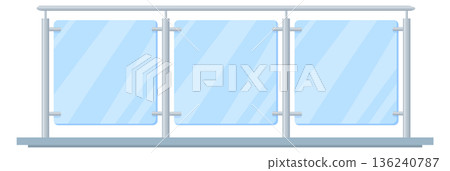 Glass barrier. Modern balcony railing cartoon element 136240787