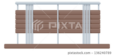 Architecture railing element. Wooden and metal construction border Architecture railing element. Wooden and metal construction border 136240789