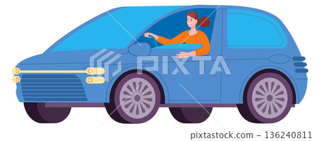 Electric car color icon. Urban eco transport 136240811