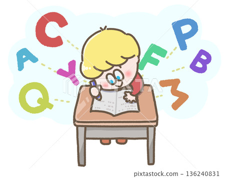 Illustration of children studying English 136240831