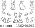 Cute Easter Bunny Line Art Set Cute Easter Bunny Line Art Set 136240893