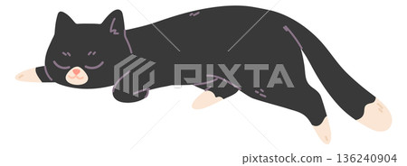 Sleeping cat. Resting animal icon. Black pet 136240904