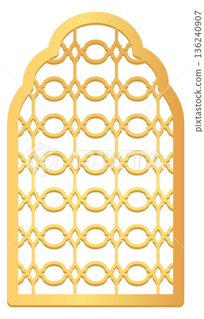 Vintage geometric window lattice. Arabesque style frame Vintage geometric window lattice. Arabesque style frame 136240907