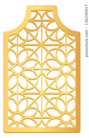 Moroccan window frame pattern. Muslim east golden lattice 136240917