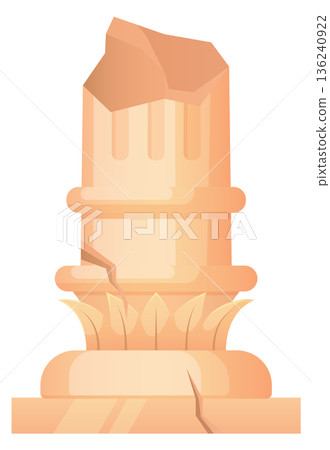 Ancient roman pillar damaged. Old stone ruin Ancient roman pillar damaged. Old stone ruin 136240922