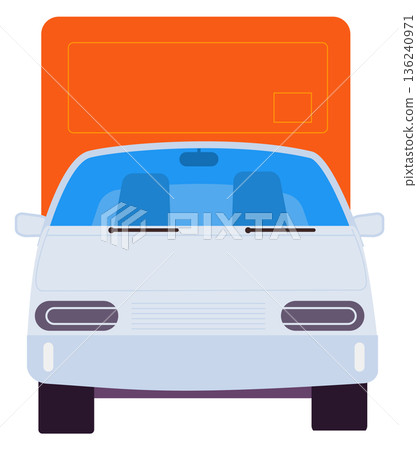 Commercial delivery service transport. Truck front view Commercial delivery service transport. Truck front view 136240971