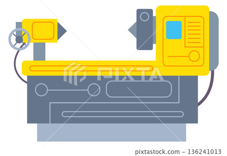 Metal lathe production machine. Cnc color icon 136241013