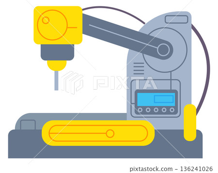 Drilling machine. Program control manufacture color icon Drilling machine. Program control manufacture color icon 136241026