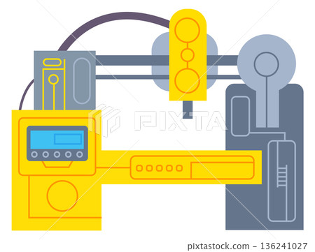 Laser cnc machine. Cutting or engraving process icon Laser cnc machine. Cutting or engraving process icon 136241027