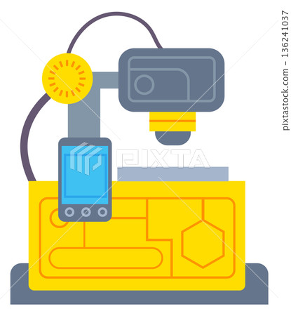 Milling machine color icon. Industrial plant process Milling machine color icon. Industrial plant process 136241037
