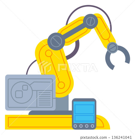 Robotic arm. Factory automated manipulator color icon Robotic arm. Factory automated manipulator color icon 136241041
