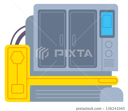 Industrial 3d printer. Cnc machine color icon Industrial 3d printer. Cnc machine color icon 136241045