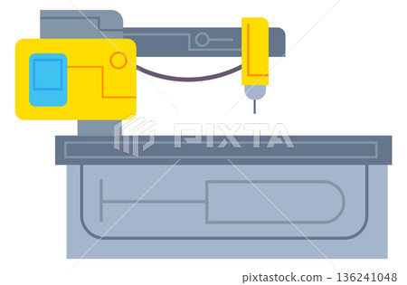 Drilling cnc machine color icon. Industrial process 136241048