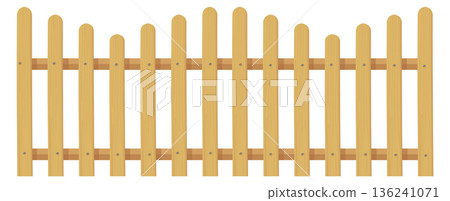 Plank barrier in rural style. Wooden fence element Plank barrier in rural style. Wooden fence element 136241071