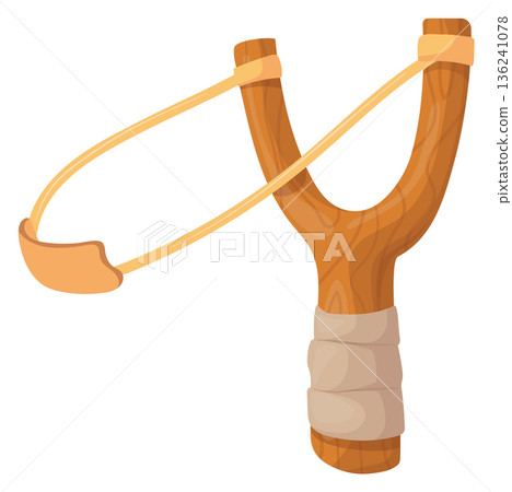 Wooden sling toy. Kid war shot weapon 136241078