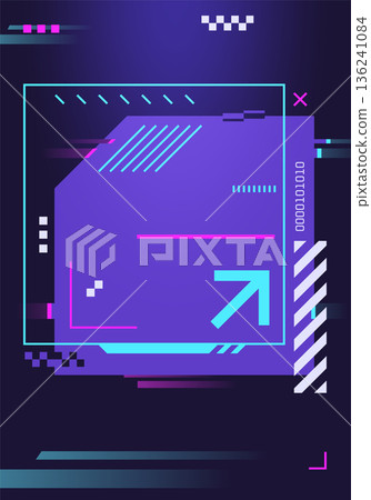 Game frame in retrowave style. Blue neon banner Game frame in retrowave style. Blue neon banner 136241084