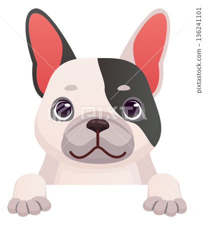 Happy looking bulldog head and paws cartoon icon Happy looking bulldog head and paws cartoon icon 136241101