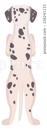 Standing dalmatian back view. Cartoon dog character Standing dalmatian back view. Cartoon dog character 136241115