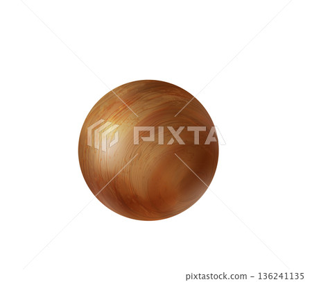 Glossy ball with wooden texture. Realistic brown orb Glossy ball with wooden texture. Realistic brown orb 136241135