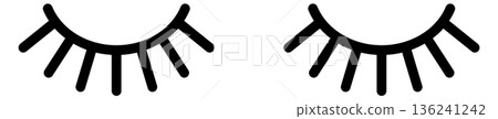 Eyelashes black line icon. False lashes symbol Eyelashes black line icon. False lashes symbol 136241242