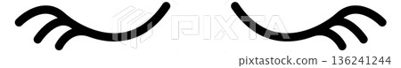 Eyelashes symbol. Cartoon black line eyes icon 136241244