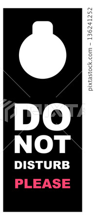 Knob hanger. Do not disturb sign. Black tag 136241252