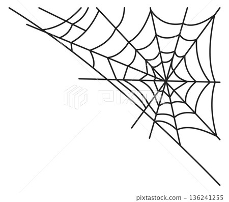 Spider net corner decoration. Cobweb horror element 136241255