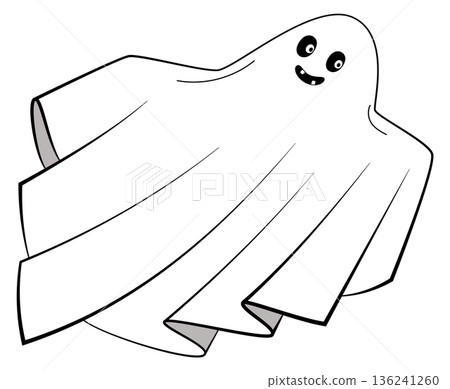 Flying phantom. Spooky horror monster with funny face Flying phantom. Spooky horror monster with funny face 136241260
