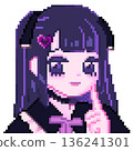 Pixel art illustration of a girl with a retro color 136241301