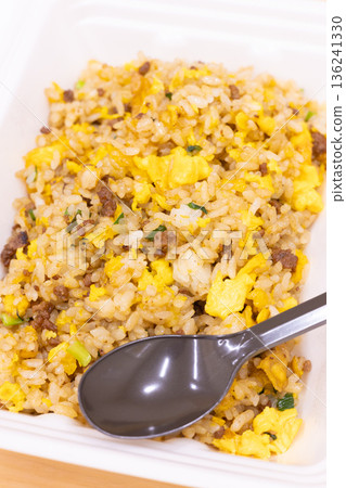 Delicious minced meat fried rice bento Delicious minced meat fried rice bento 136241330