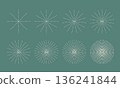 Linear dots in radial form. Fireworks Explosion vector background. Circular radiating sun, star forms. 136241844