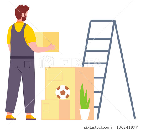 Mover carry packed things. Service courier character Mover carry packed things. Service courier character 136241977