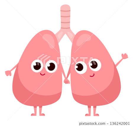 Healthy lungs mascot. Respiratory human system anatomy 136242001