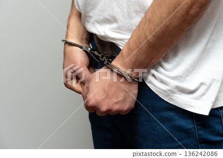Fixation of male hands during detention. 136242086