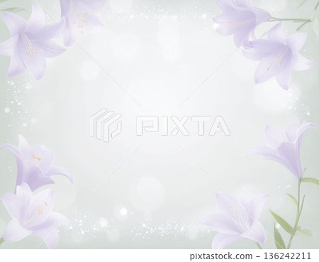 淡紫色百合花框（AI生成圖像） 136242211