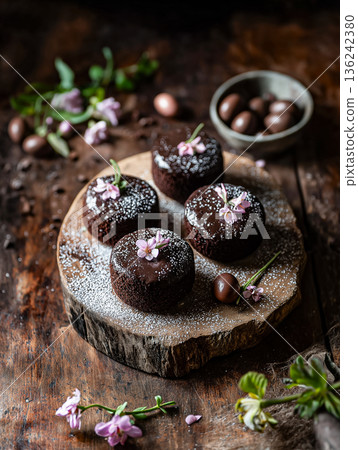 Rustic Chocolate Fudge Easter Cakes Rustic Chocolate Fudge Easter Cakes 136242380