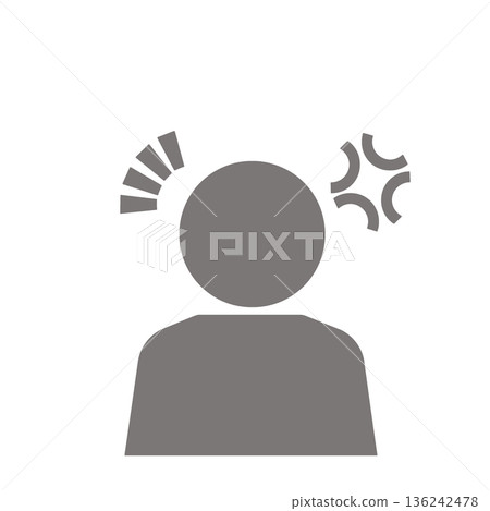An angry and frustrated person icon (gray) An angry and frustrated person icon (gray) 136242478