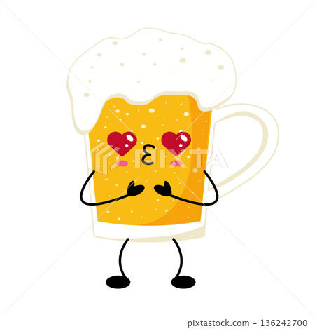 Cute Kawaii Beer Mug Character Illustration Cute Kawaii Beer Mug Character Illustration 136242700
