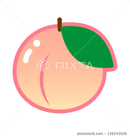 一張可愛閃亮桃子的插圖。 一張可愛閃亮桃子的插圖。 136243026