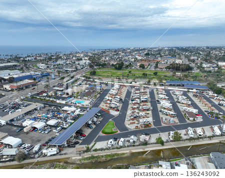 Aerial view of houses in Oceanside town in San Diego, California. USA Aerial view of houses in Oceanside town in San Diego, California. USA 136243092