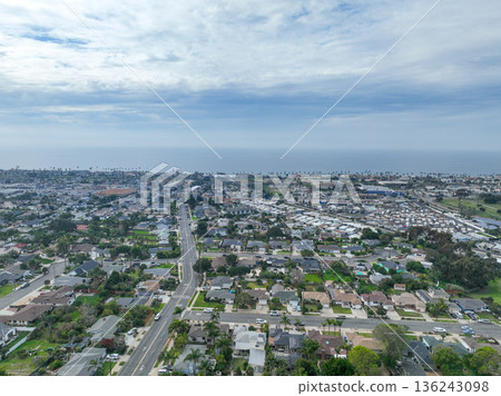 Aerial view of houses in Oceanside town in San Diego, California. USA Aerial view of houses in Oceanside town in San Diego, California. USA 136243098