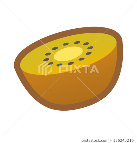 可愛的金奇異果橫截面插圖(切開的水果) 可愛的金奇異果橫截面插圖(切開的水果) 136243216