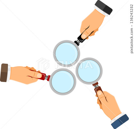 Magnifying Glass in Hands 136243282