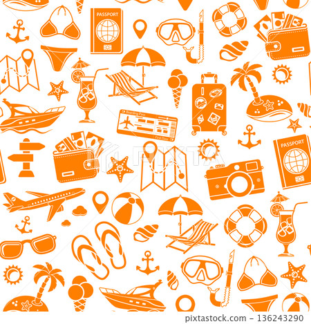 Vacation and Tourism Seamless Pattern Vacation and Tourism Seamless Pattern 136243290
