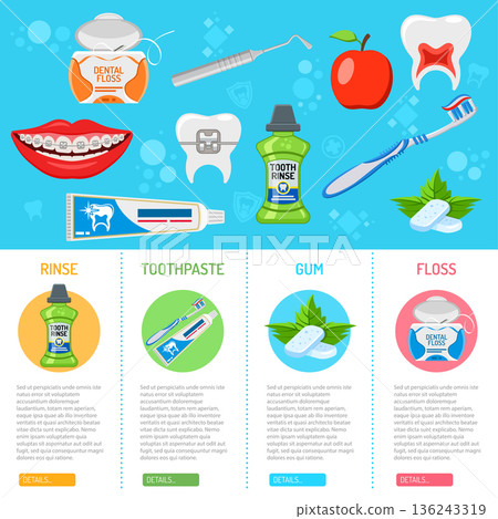 dental hygiene banner and infographics 136243319