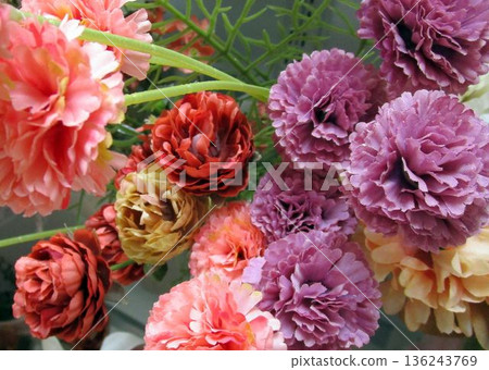 Colorful artificial flower bouquet 136243769