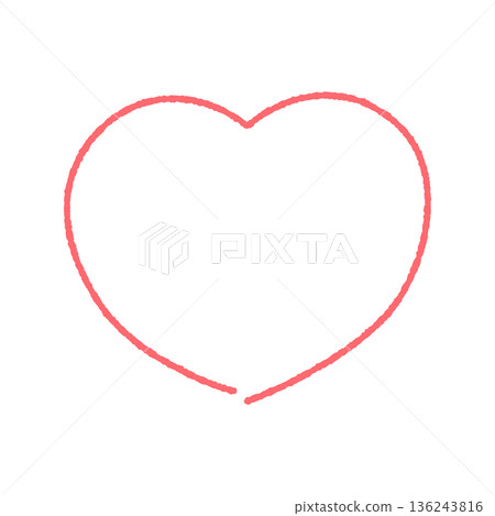 Hand-drawn red heart mark illustration - Simple and cute blank broken line frame/decorative material 136243816