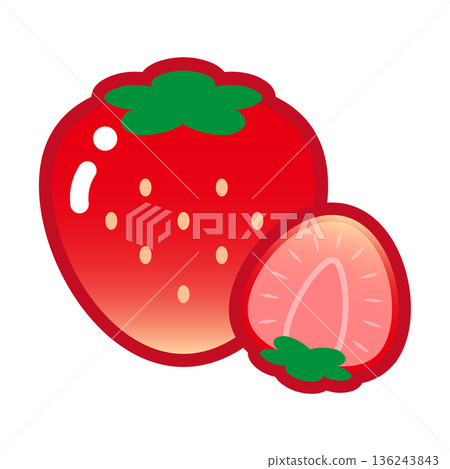 可愛的飽滿草莓插圖 136243843