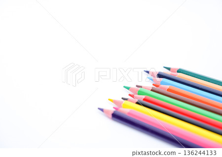 color pencils on white background 136244133