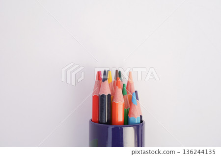 colored pencils on white background 136244135